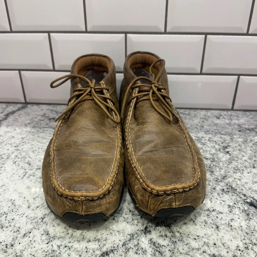 Twisted X Mens 13M Driving Mocs Distressed Brown‎ Leather Chukka Shoes MDM0003